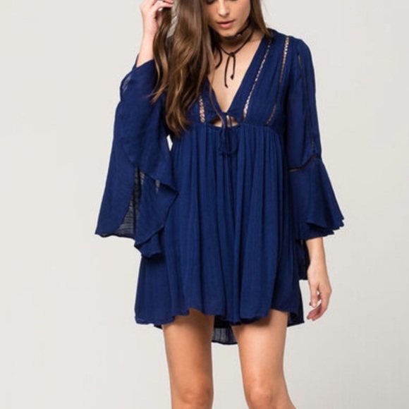 Free People Dresses & Skirts - Large Navy Free People Romeo Peakaboo Mini Dress size L